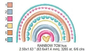 Boho Rainbow embroidery design - Colorful Rainbow embroidery designs machine embroidery pattern - Baby girl embroidery file - Batik hearts Marcia Embroidery
