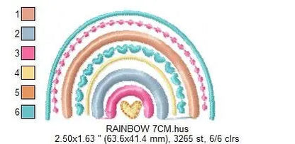 Boho Rainbow embroidery design - Colorful Rainbow embroidery designs machine embroidery pattern - Baby girl embroidery file - Batik hearts Marcia Embroidery