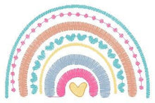 Load image into Gallery viewer, Boho Rainbow embroidery design - Colorful Rainbow embroidery designs machine embroidery pattern - Baby girl embroidery file - Batik hearts
