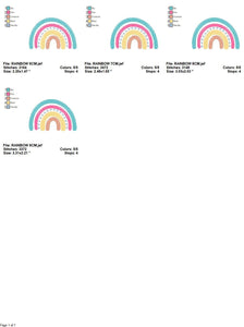 Boho Rainbow embroidery design - Colorful Rainbow embroidery designs machine embroidery pattern - Baby girl embroidery file - Batik hearts
