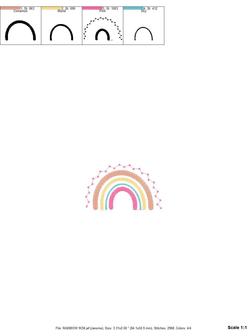 Boho Rainbow embroidery design - Colorful Rainbow embroidery designs machine embroidery pattern - Baby girl embroidery file - Batik hearts Marcia Embroidery