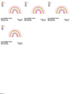 Boho Rainbow embroidery design - Colorful Rainbow embroidery designs machine embroidery pattern - Baby girl embroidery file - Batik hearts