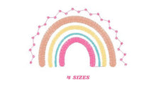 Load image into Gallery viewer, Boho Rainbow embroidery design - Colorful Rainbow embroidery designs machine embroidery pattern - Baby girl embroidery file - Batik hearts
