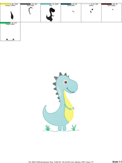 Dinosaur embroidery designs - Dino embroidery design machine embroidery pattern - Tyrannosaurus embroidery file T rex - instant download pes
