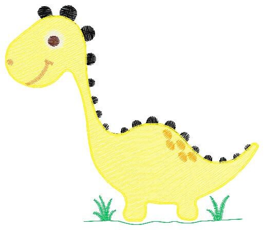Dinosaur embroidery designs - Yellow Dino machine embroidery pattern - Baby Boy Brontosaurus file - Instant digital download pes jef dst hus