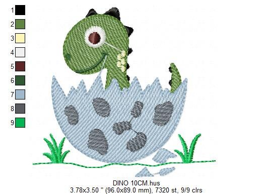 Dinosaur embroidery designs - Dino in egg machine pattern - Baby Boy Dragon file - Dinosaur egg - Instant digital download pes jef dst hus Marcia Embroidery