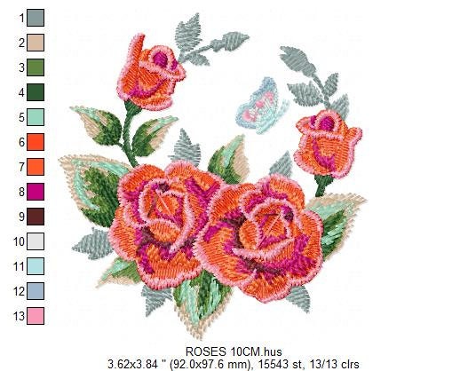Roses embroidery designs - Flower embroidery design machine embroidery pattern - Rose embroidery file - Flowers for towels embroidery pes