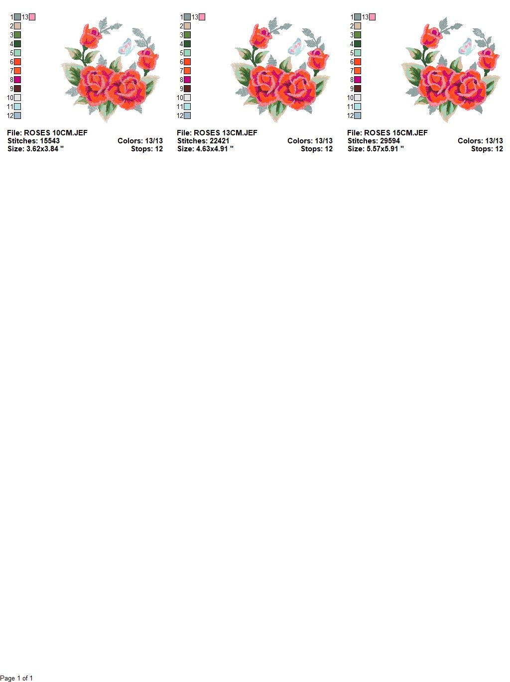 Roses embroidery designs - Flower embroidery design machine embroidery pattern - Rose embroidery file - Flowers for towels embroidery pes