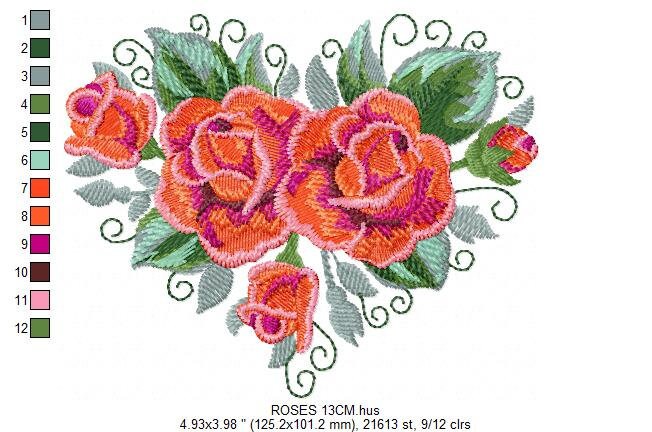 Roses embroidery designs - Flower embroidery design machine embroidery pattern - Floral embroidery file - instant download pes jef vip vp3 - Marcia Embroidery