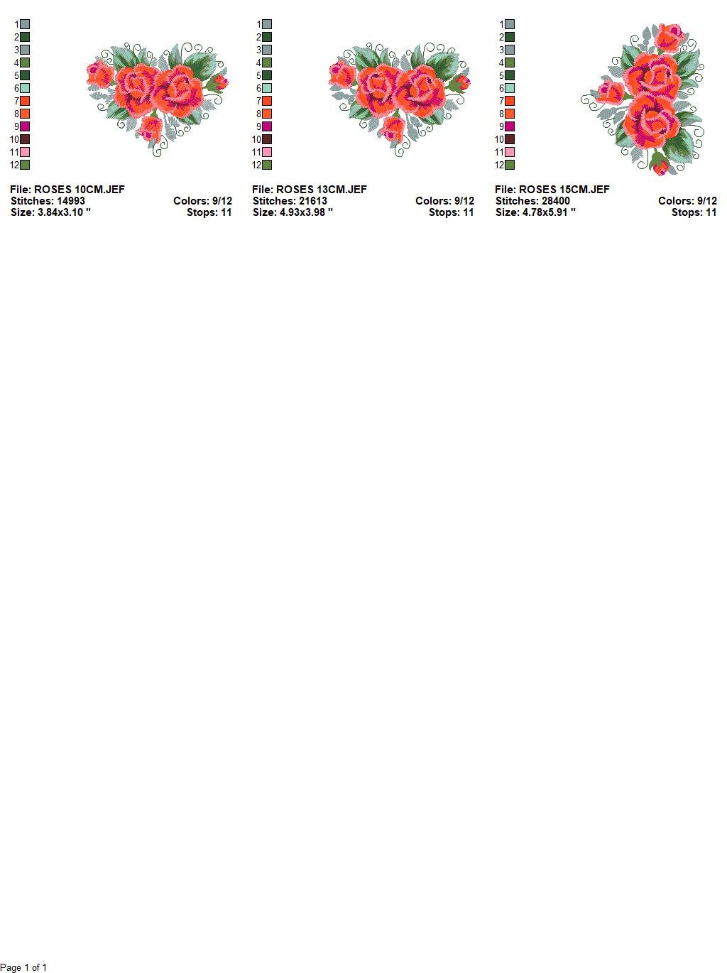Roses embroidery designs - Flower embroidery design machine embroidery pattern - Floral embroidery file - instant download pes jef vip vp3 - Marcia Embroidery
