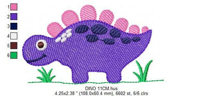 Dinosaur embroidery designs - Dino embroidery design machine embroidery pattern - Stegosaurus embroidery file - baby boy instant download