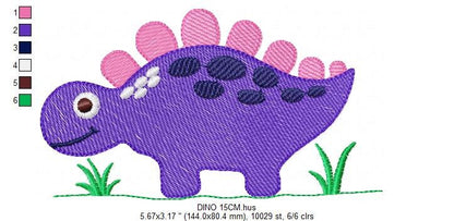 Dinosaur embroidery designs - Dino embroidery design machine embroidery pattern - Stegosaurus embroidery file - baby boy instant download