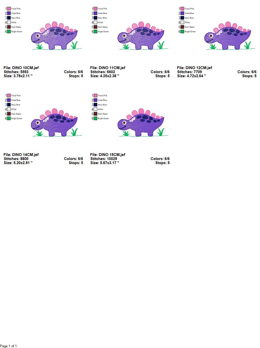 Dinosaur embroidery designs - Dino embroidery design machine embroidery pattern - Stegosaurus embroidery file - baby boy instant download