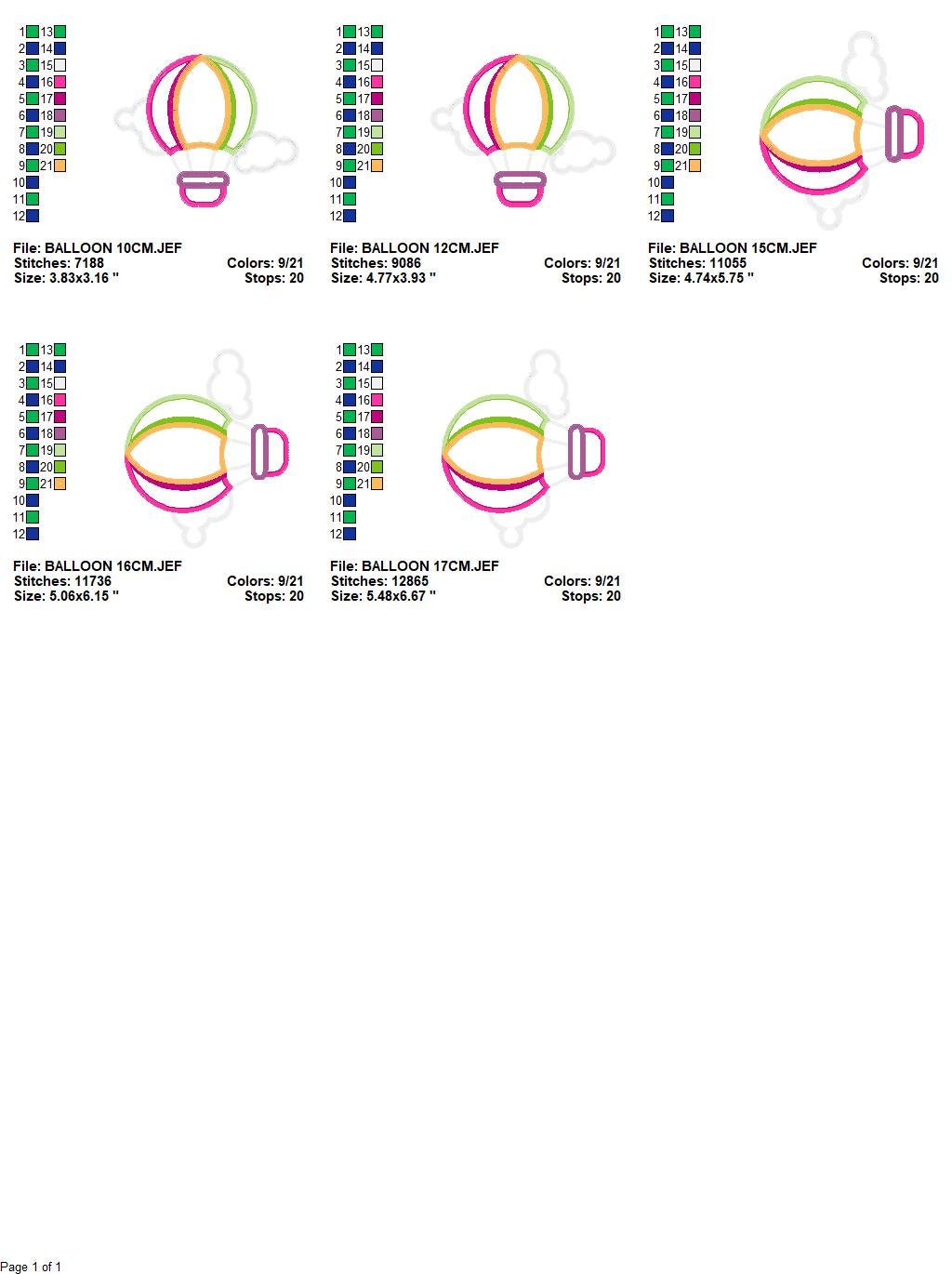 Hot air Balloon with clouds embroidery designs - Hot air balloon applique machine pattern - Baby Girl Boy File - Instant digital download