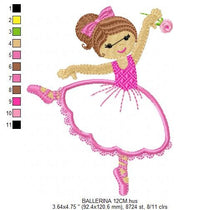 Cargar imagen en el visor de la galería, Ballerina embroidery designs - Ballet embroidery design machine embroidery pattern - Baby girl embroidery file - instant digital download
