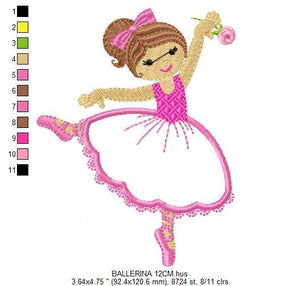 Ballerina embroidery designs - Ballet embroidery design machine embroidery pattern - Baby girl embroidery file - instant digital download