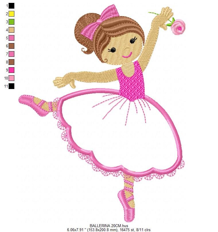 Ballerina embroidery designs - Ballet embroidery design machine embroidery pattern - Baby girl embroidery file - instant digital download