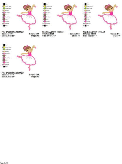 Ballerina embroidery designs - Ballet embroidery design machine embroidery pattern - Baby girl embroidery file - instant digital download