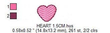 Cargar imagen en el visor de la galería, Heart mini embroidery designs - Heart embroidery design machine embroidery pattern - Baby girl embroidery Heart micro embroidery download
