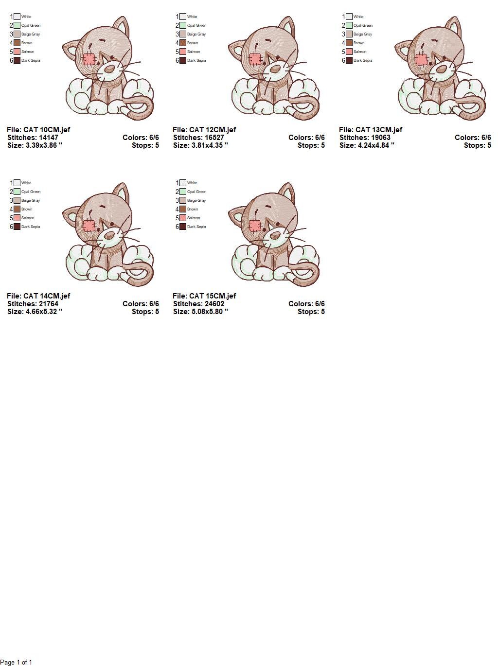 Ragged Cat embroidery design - Kitty embroidery designs machine embroidery pattern - Feline Pet embroidery file - instant download pes jef Marcia Embroidery