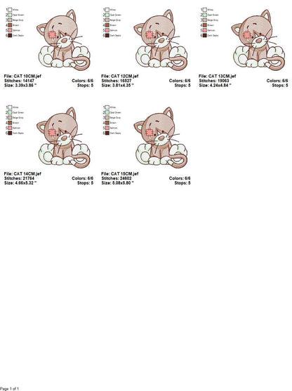 Ragged Cat embroidery design - Kitty embroidery designs machine embroidery pattern - Feline Pet embroidery file - instant download pes jef Marcia Embroidery
