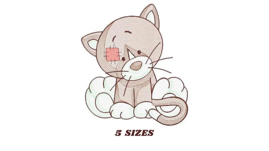 Ragged Cat embroidery design - Kitty embroidery designs machine embroidery pattern - Feline Pet embroidery file - instant download pes jef Marcia Embroidery