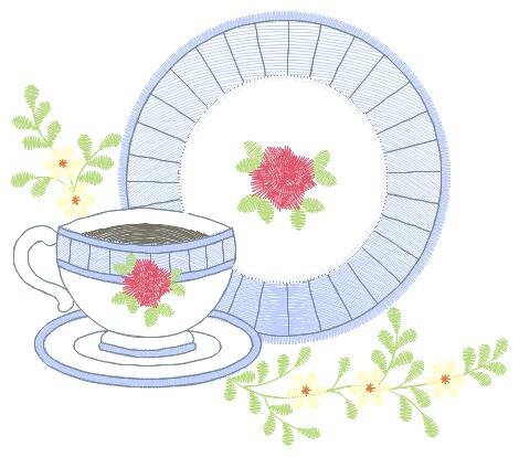 Coffee cup embroidery design - Tea Mug embroidery designs machine embroidery pattern - Kitchen embroidery file - Apron tea towel plate pes