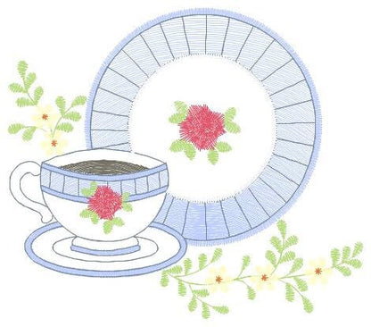 Coffee cup embroidery design - Tea Mug embroidery designs machine embroidery pattern - Kitchen embroidery file - Apron tea towel plate pes