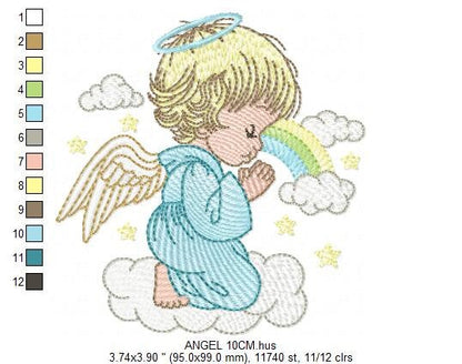 Angel embroidery designs - Baby girl embroidery design machine embroidery pattern - Girl with wings embroidery file - instant download pes