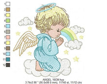 Charger l&#39;image dans la galerie, Angel embroidery designs - Baby girl embroidery design machine embroidery pattern - Girl with wings embroidery file - instant download pes
