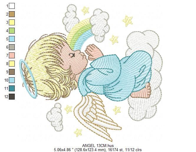 Angel embroidery designs - Baby girl embroidery design machine embroidery pattern - Girl with wings embroidery file - instant download pes