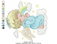 Cargar imagen en el visor de la galería, Angel embroidery designs - Baby girl embroidery design machine embroidery pattern - Girl with wings embroidery file - instant download pes
