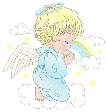 Angel embroidery designs - Baby girl embroidery design machine embroidery pattern - Girl with wings embroidery file - instant download pes