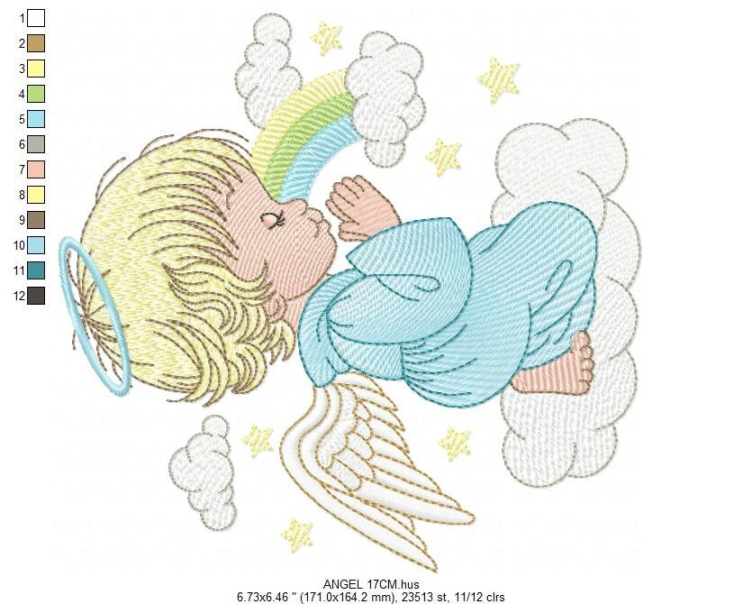 Angel embroidery designs - Baby girl embroidery design machine embroidery pattern - Girl with wings embroidery file - instant download pes