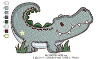 Load image into Gallery viewer, Crocodile embroidery design - Alligator embroidery designs machine embroidery pattern - Wild Water Animal embroidery file - instant download
