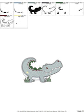 Load image into Gallery viewer, Crocodile embroidery design - Alligator embroidery designs machine embroidery pattern - Wild Water Animal embroidery file - instant download
