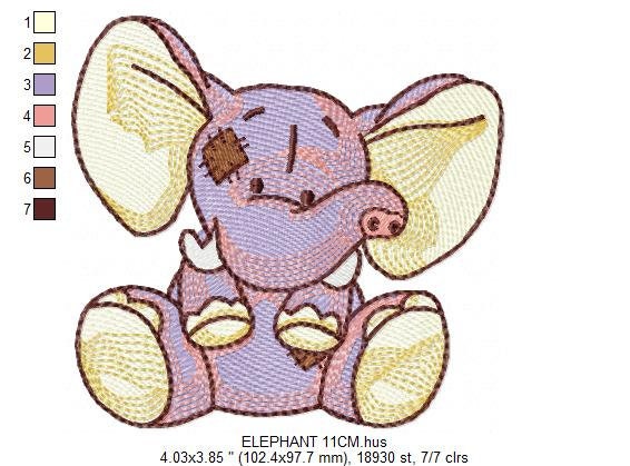 Elephant embroidery designs -  Animal embroidery design machine embroidery pattern - Baby girl embroidery file - instant download Peace Love