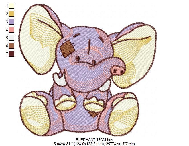 Elephant embroidery designs -  Animal embroidery design machine embroidery pattern - Baby girl embroidery file - instant download Peace Love