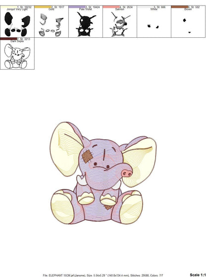 Elephant embroidery designs -  Animal embroidery design machine embroidery pattern - Baby girl embroidery file - instant download Peace Love