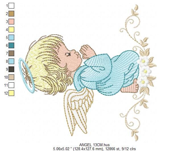 Angel embroidery designs - Baby boy embroidery design machine embroidery pattern - Boy with wings embroidery file - instant download pes
