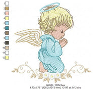 Charger l&#39;image dans la galerie, Angel embroidery designs - Baby boy embroidery design machine embroidery pattern - Boy with wings embroidery file - instant download pes
