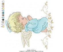 Charger l&#39;image dans la galerie, Angel embroidery designs - Baby boy embroidery design machine embroidery pattern - Boy with wings embroidery file - instant download pes
