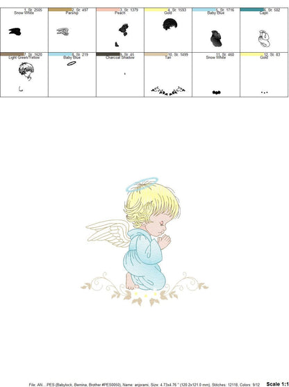 Angel embroidery designs - Baby boy embroidery design machine embroidery pattern - Boy with wings embroidery file - instant download pes