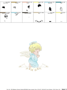 Angel embroidery designs - Baby boy embroidery design machine embroidery pattern - Boy with wings embroidery file - instant download pes