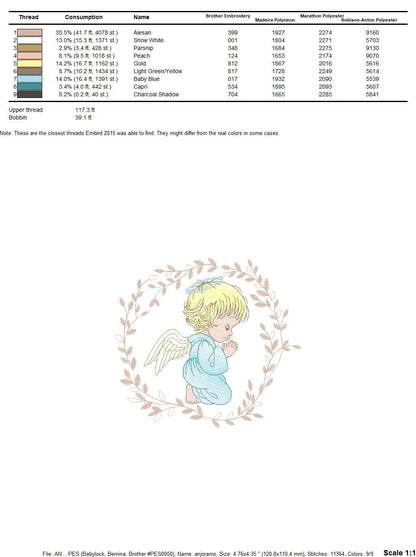 Angel embroidery designs - Baby girl with laurel frame machine embroidery pattern - Girl with wings file - Instant digital download pes jef