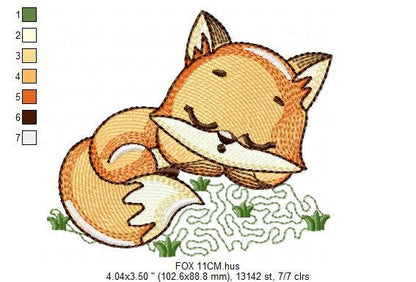 Red Fox embroidery designs - Woodland animals embroidery design machine embroidery pattern - baby girl embroidery file - instant download