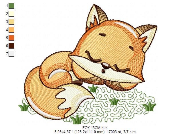 Red Fox embroidery designs - Woodland animals embroidery design machine embroidery pattern - baby girl embroidery file - instant download