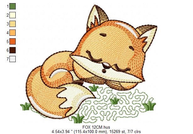 Red Fox embroidery designs - Woodland animals embroidery design machine embroidery pattern - baby girl embroidery file - instant download