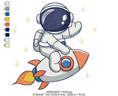 Astronaut embroidery designs - Baby boy embroidery design machine embroidery pattern - instant download - Space Rocket embroidery file pes