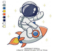 Laden Sie das Bild in den Galerie-Viewer, Astronaut embroidery designs - Baby boy embroidery design machine embroidery pattern - instant download - Space Rocket embroidery file pes
